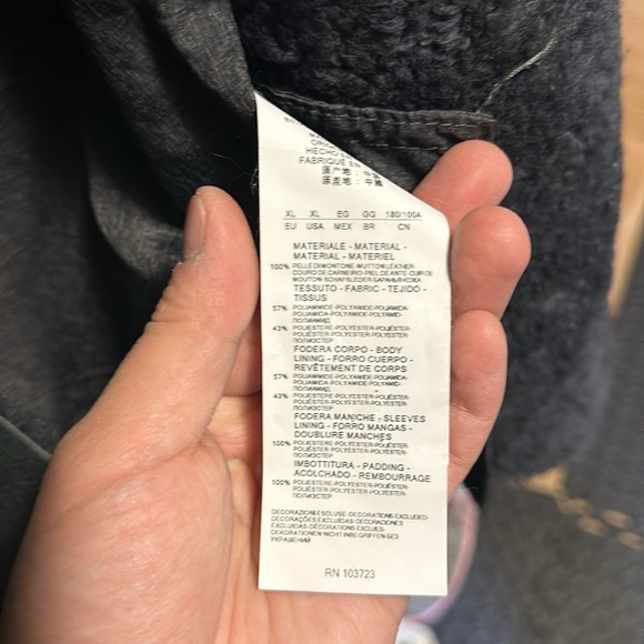 Emporio Armani Genuine Mutton Leather w/ Fabric Mix Bomber Jacket - Picture 9 of 9